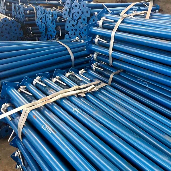 Steel prop installation with Tripod for props prevention of collapse